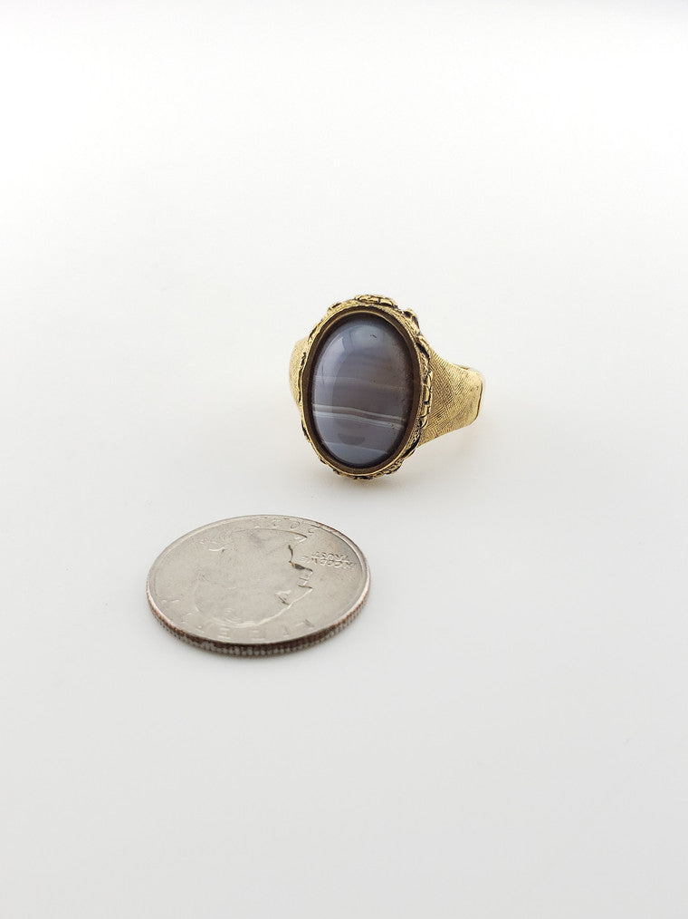 GF Large Gray Agate Signet Ring