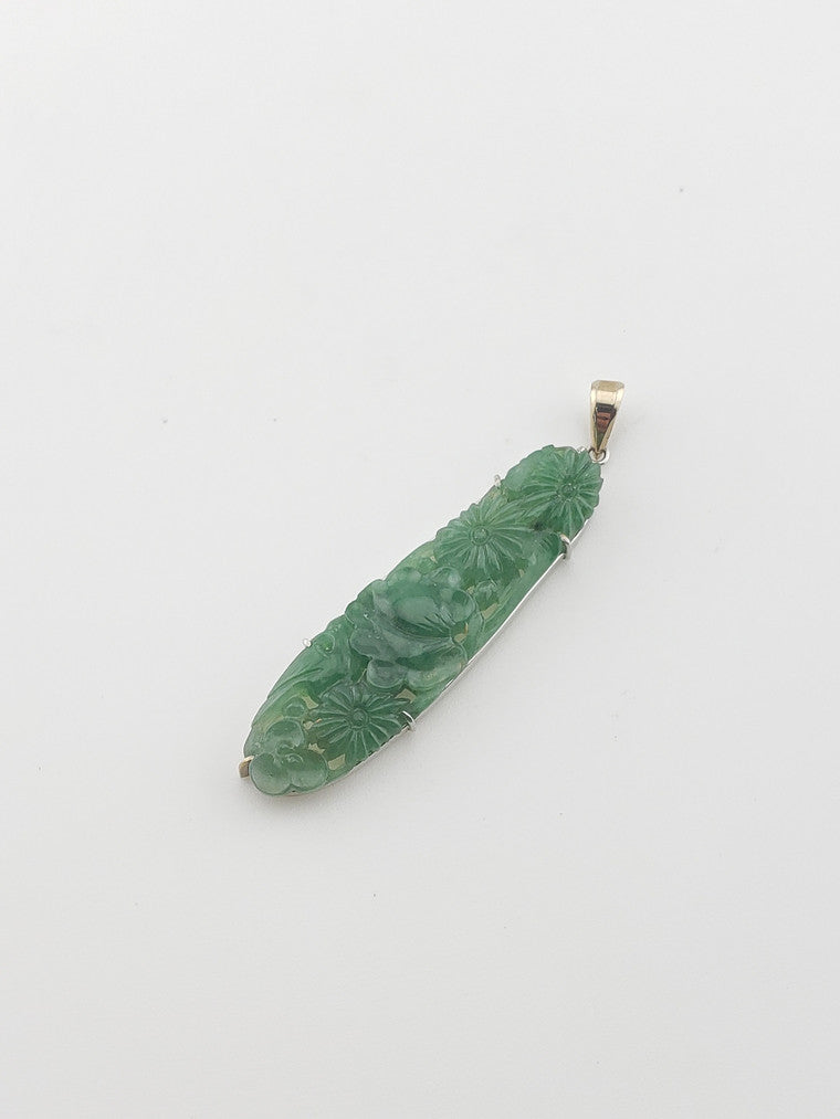 Art Deco Floral Jade Pendant