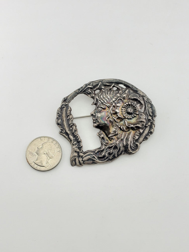 SS Victorian Girl Art Nouveau Pin