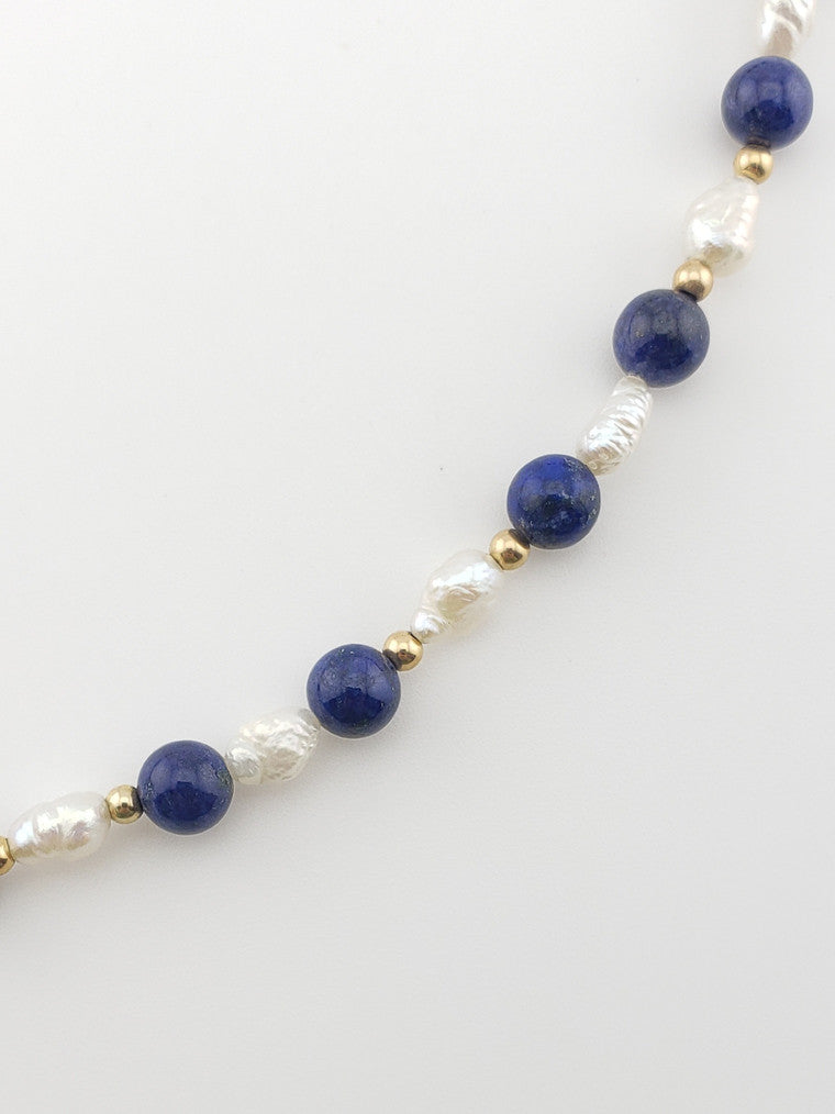Lapis & Pearl Strand 15"