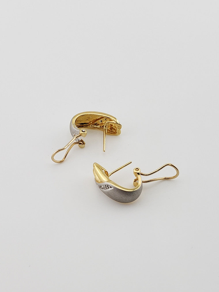 18k Two-Tone Clip Style Earrings