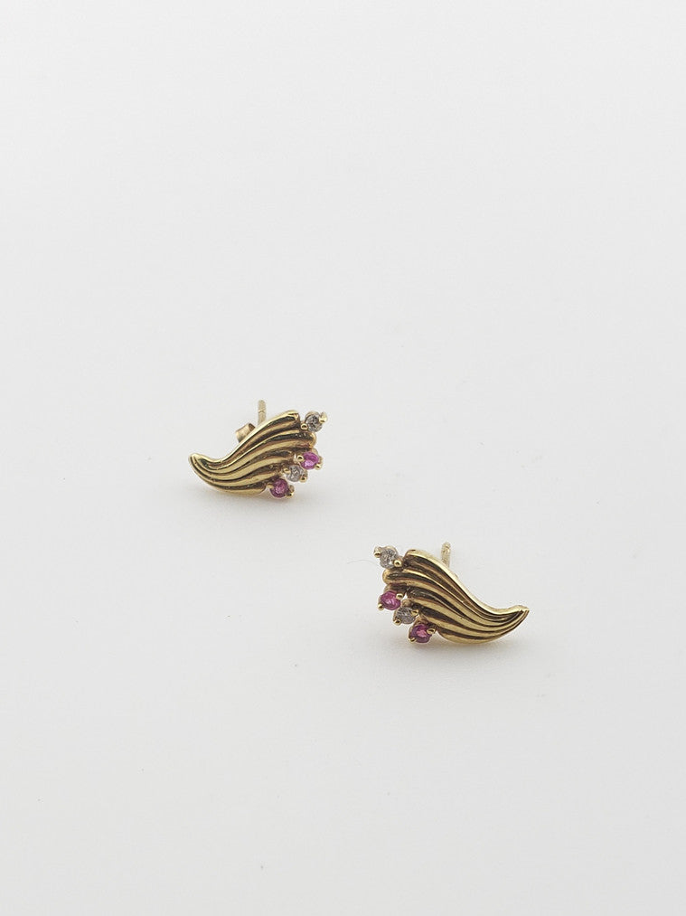 Ruby + Diamond Studs