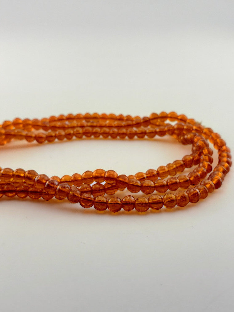 Orange Crackle Glass Bead Strand