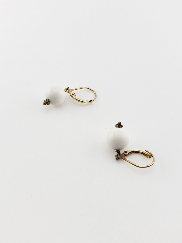 GF White Jade Earrings