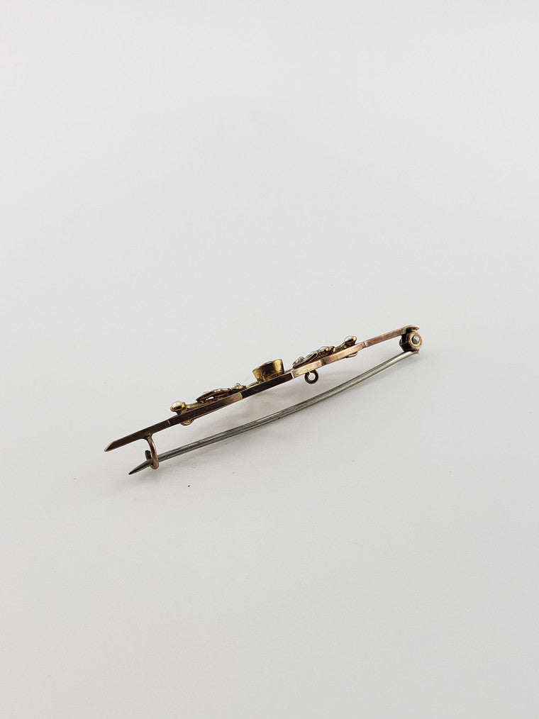 Art Deco Aquamarine Seed Pearl Pin