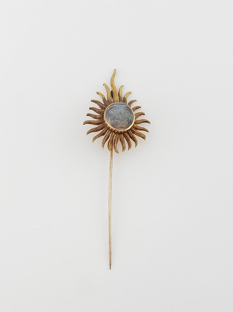 16K Carved “Sun Face” Pin