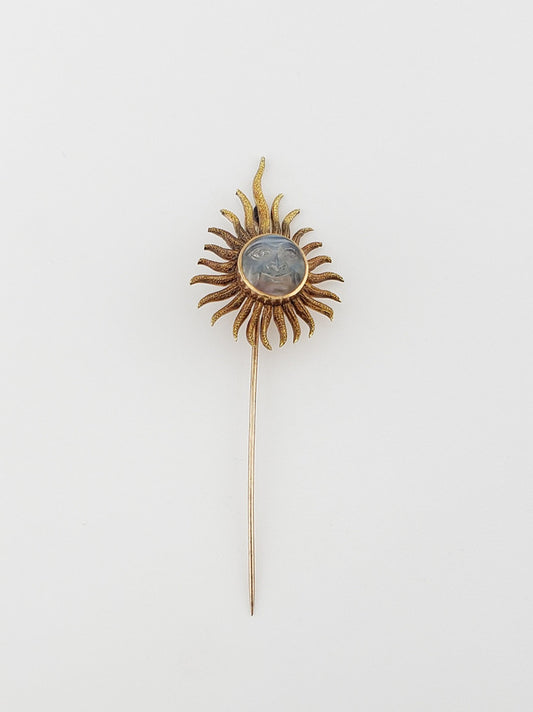 16K Carved “Sun Face” Pin