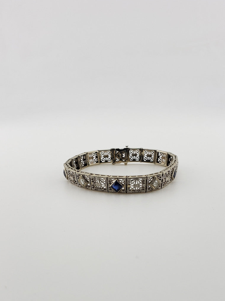 Sapphire and Diamond Filigree Bracelet