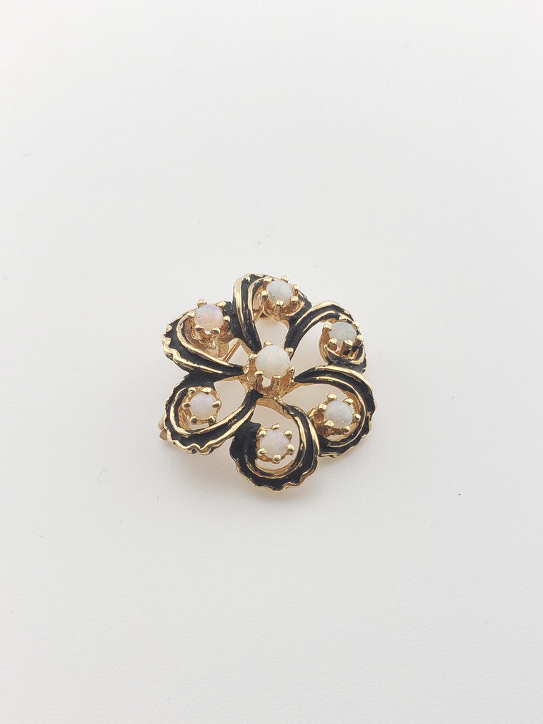 Black Enamel & Opal Pin/Pendant