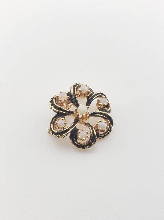 Black Enamel & Opal Pin/Pendant