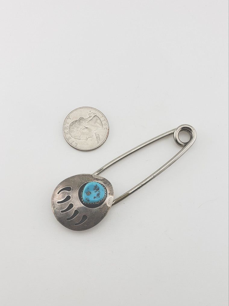 SS Bear Claw Turquoise Large Safety Pin