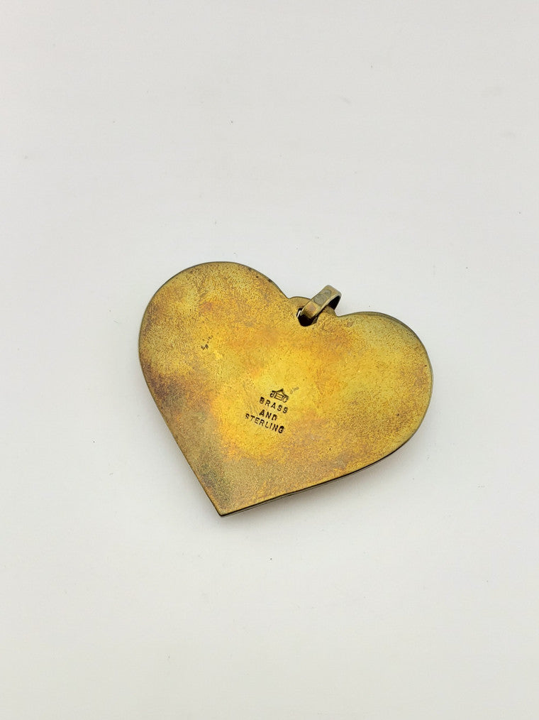 Brass & Silver Heart Pendant