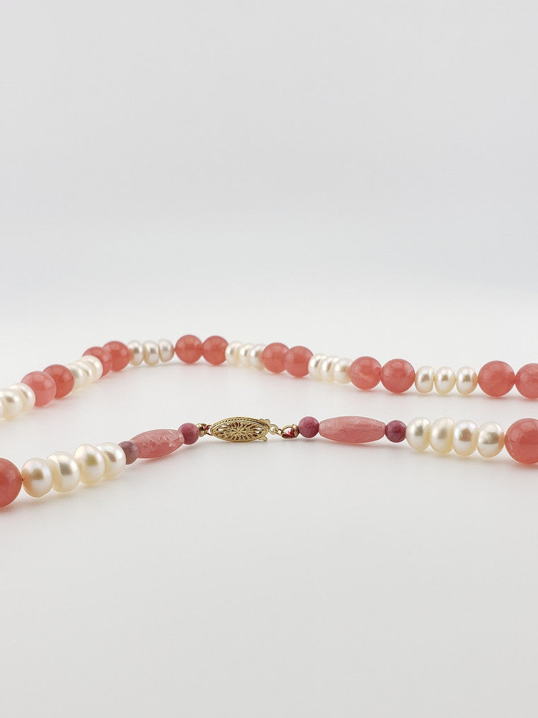 Rhodochrosite & Pearl Strand 19"