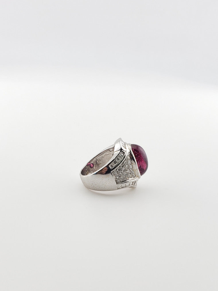 Pink Tourmaline Cabochon Ring