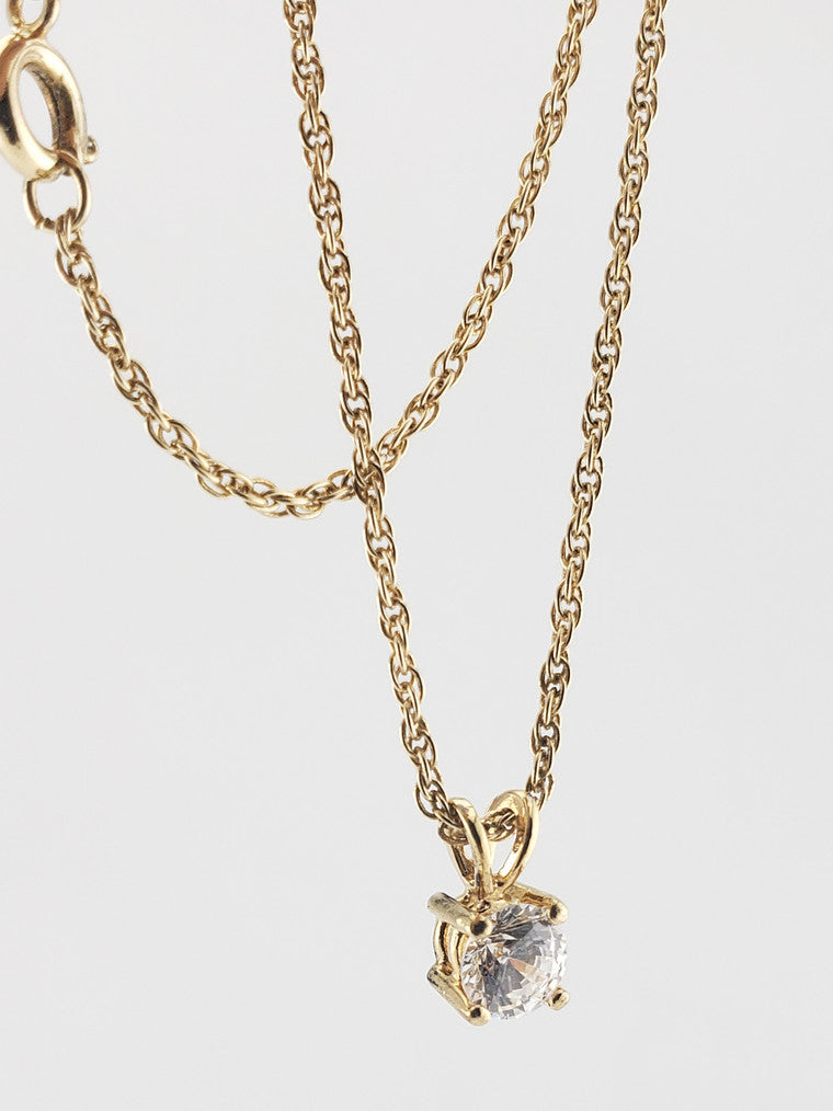 Solitaire CZ Pendant w/ Chain