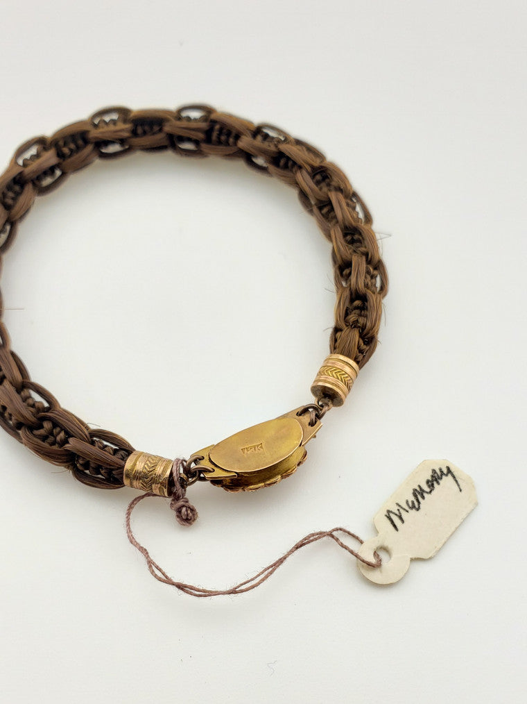 Garnet Hair Mourning Bracelet