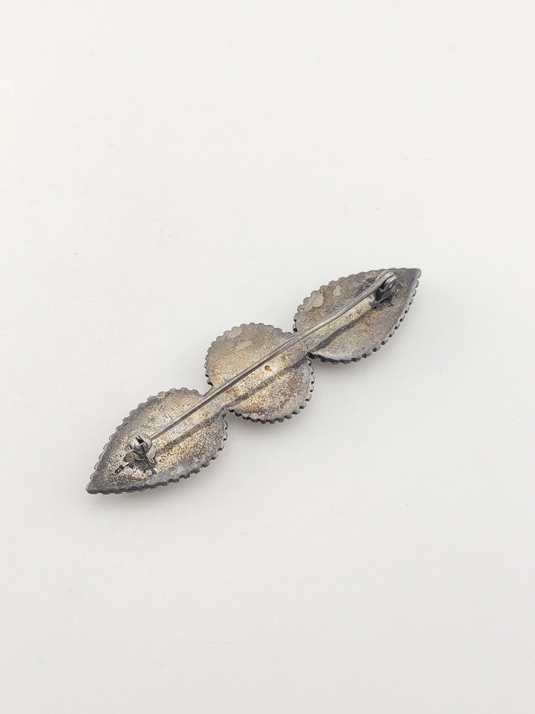 SS Vintage Black Onyx Brooch