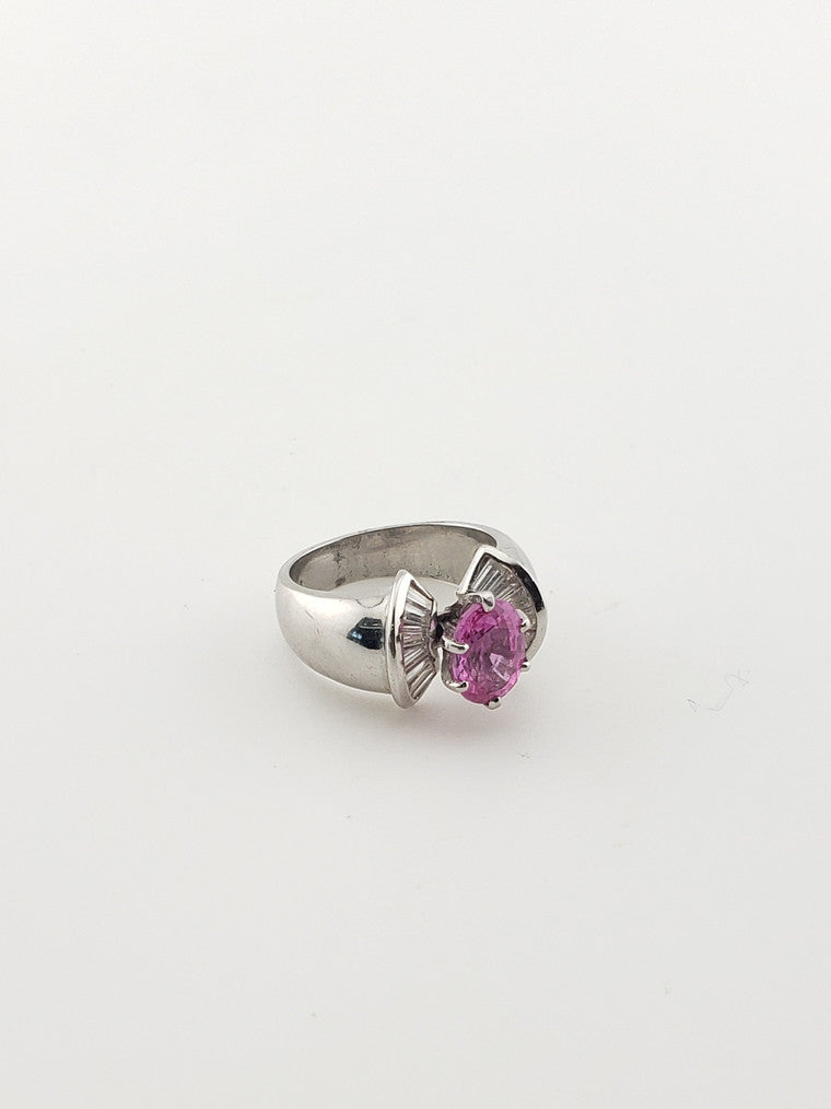 Pink Sapphire Platinum Ring