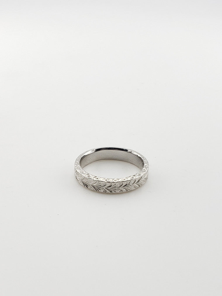 Heavy Engraved Platinum Band
