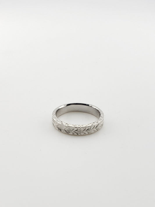 Heavy Engraved Platinum Band