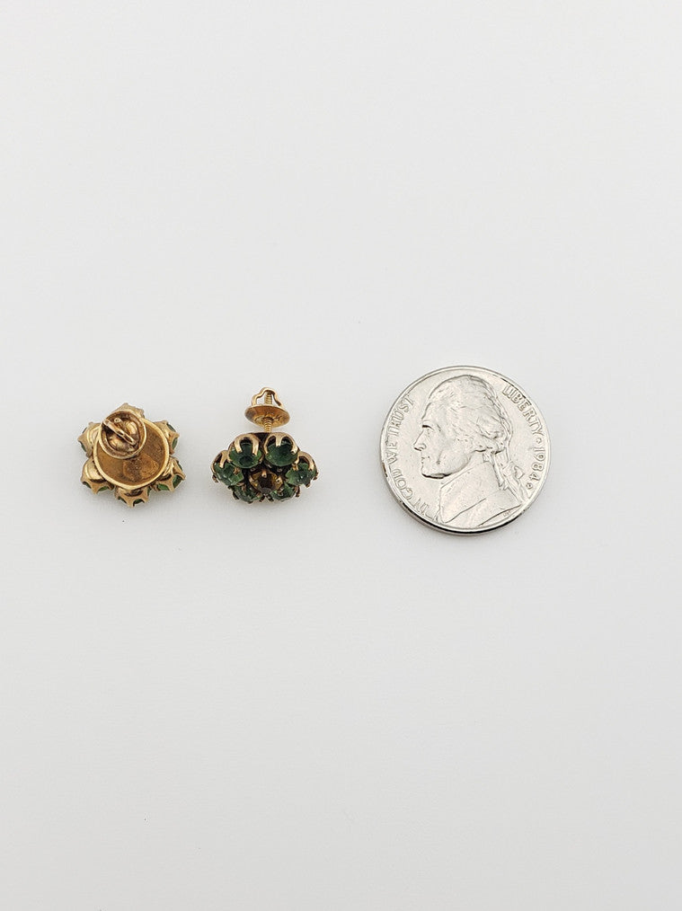 Green CZ Flower Earrings
