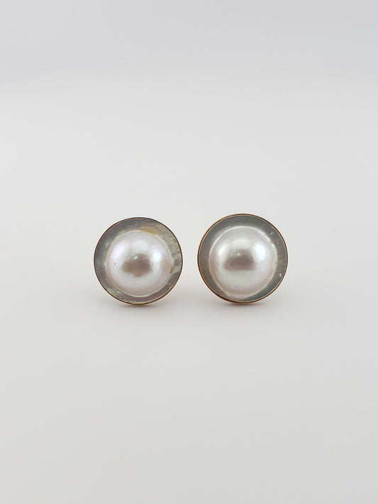 Large Pearl Dome Earrings