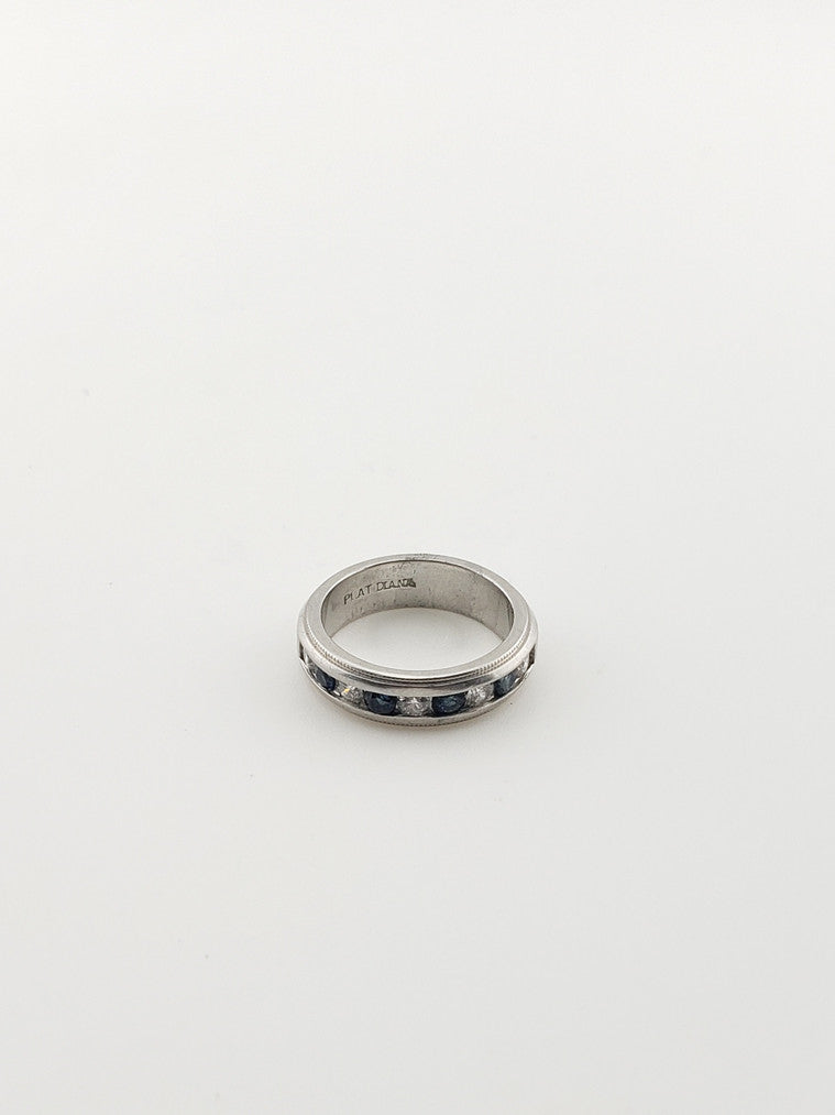 Platinum Diamond and Sapphire Band