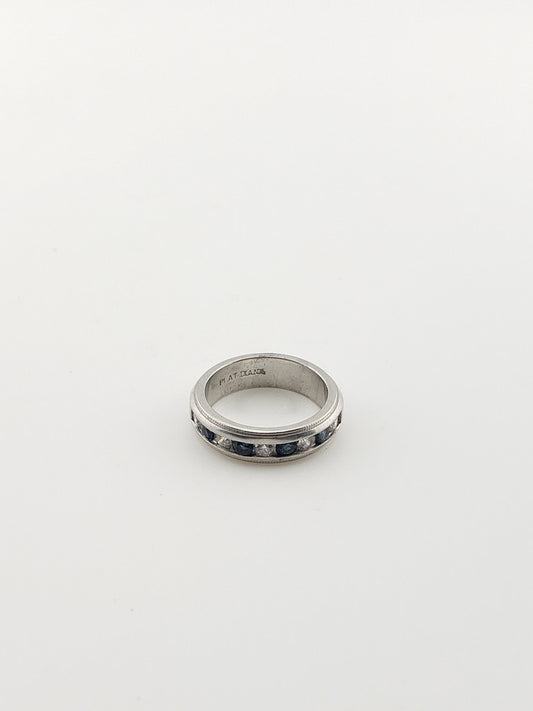 Platinum Diamond and Sapphire Band