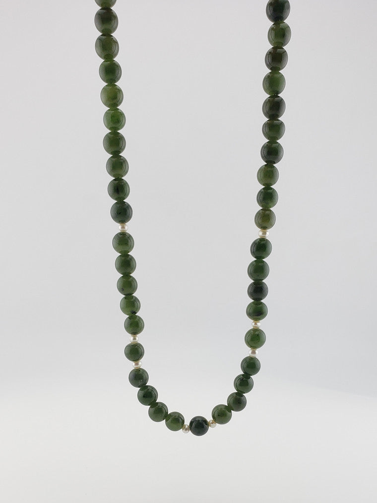 Jade Strand with Genuine Pearls