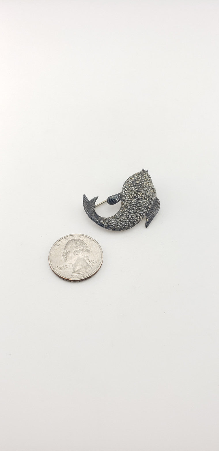 Silver Pave Marcasite Pin