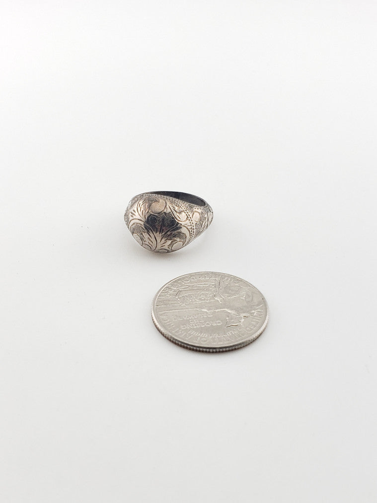 SS Etched Dome Ring