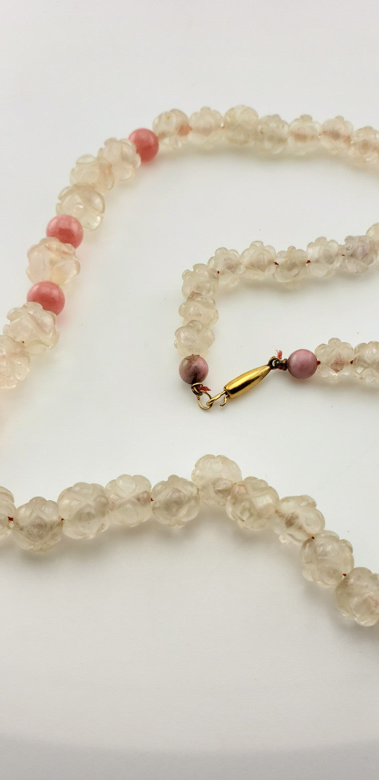 Antique Carved Rose Quartz Strand