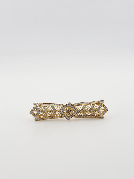 1890 Filigree Bar Pin w/ Diamonds
