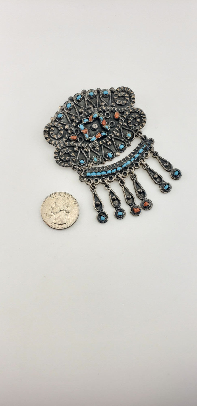 Vintage Sterling Turquoise Pin