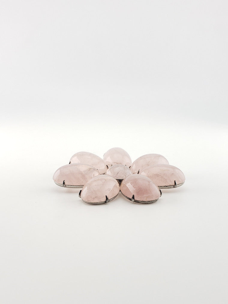 Rose Quartz Flower Brooch