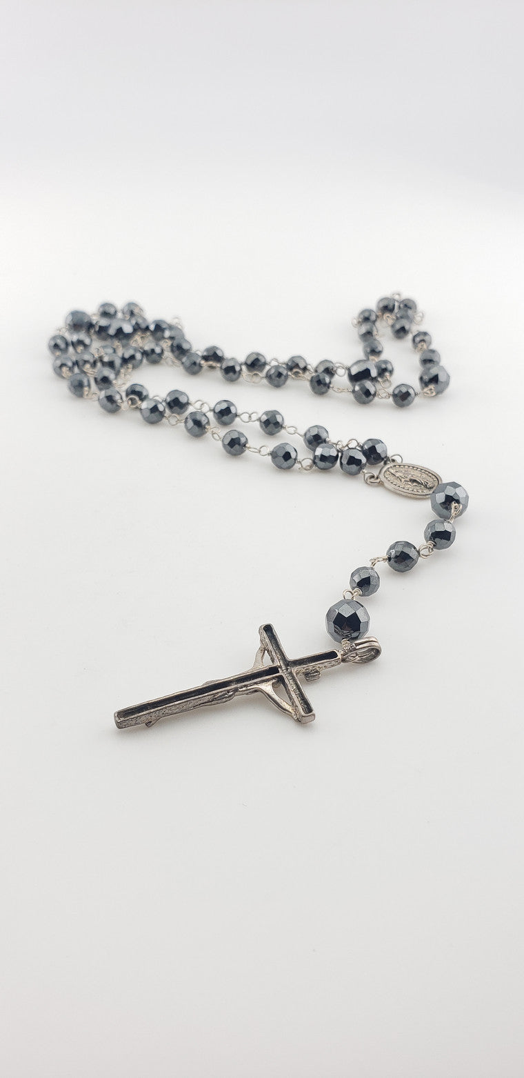 Silver Hematite Rosary