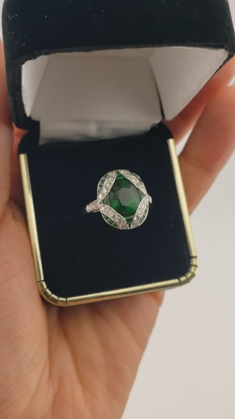Tsavorite Garnet & Diamond Ring