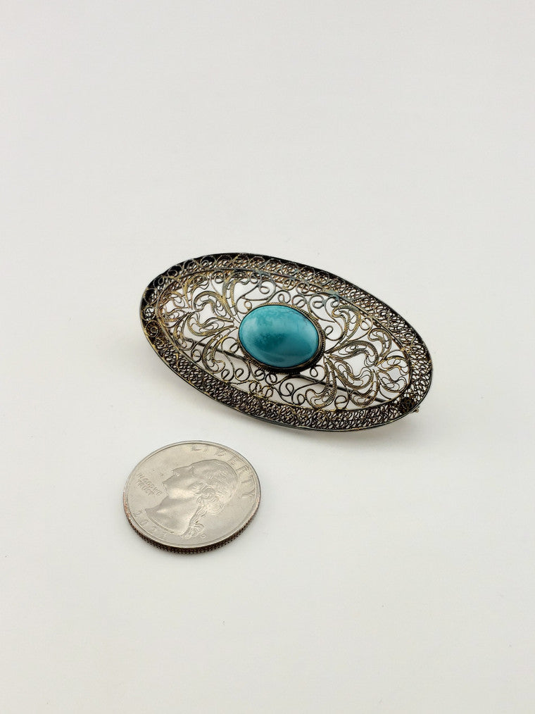 Vermeil Turquoise Pin