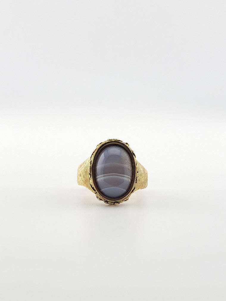 GF Large Gray Agate Signet Ring