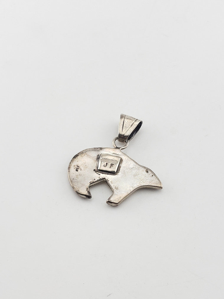 SS Lapis & Coral Bear Pendant