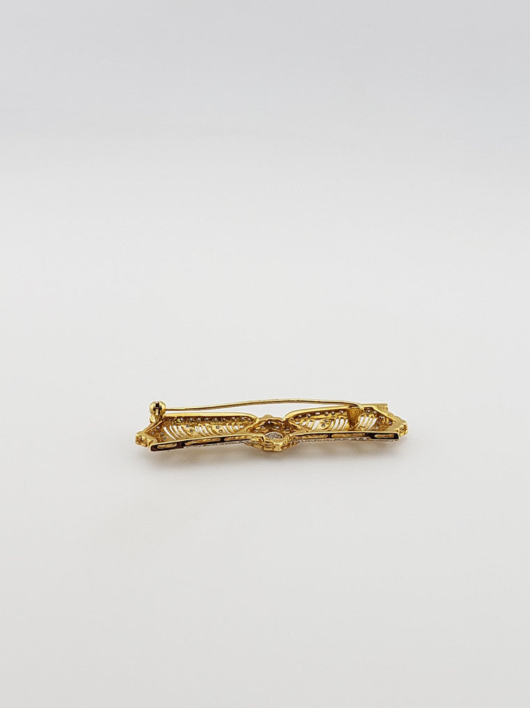 1890 Filigree Bar Pin w/ Diamonds
