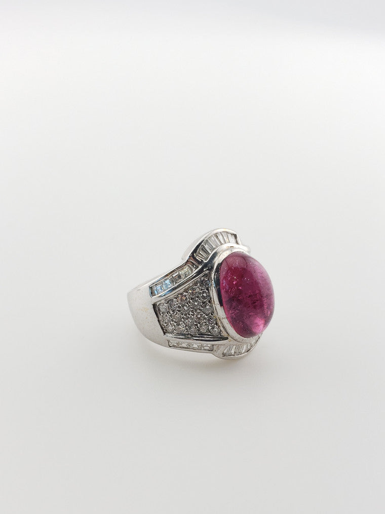 Pink Tourmaline Cabochon Ring