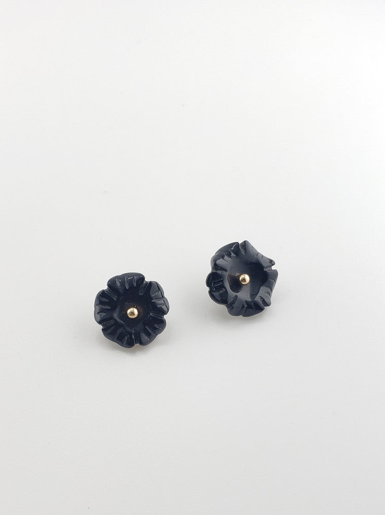 14k Onyx Flower Stud Jackets