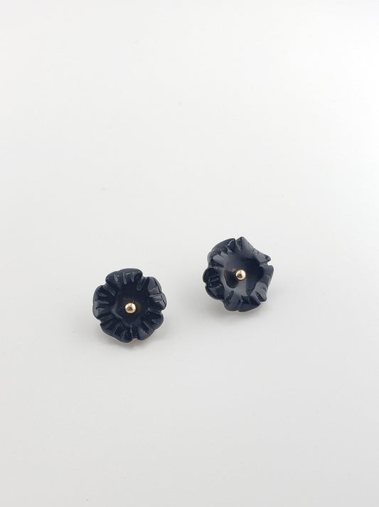 14k Onyx Flower Stud Jackets