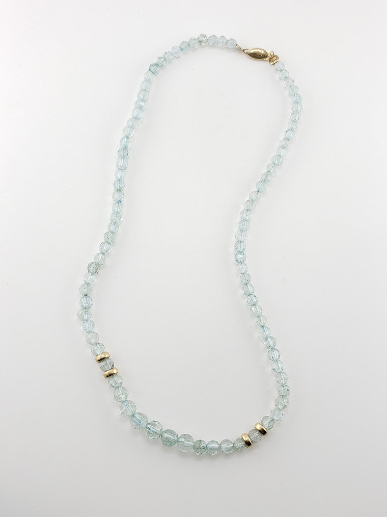 Aquamarine Faceted Bead Necklace