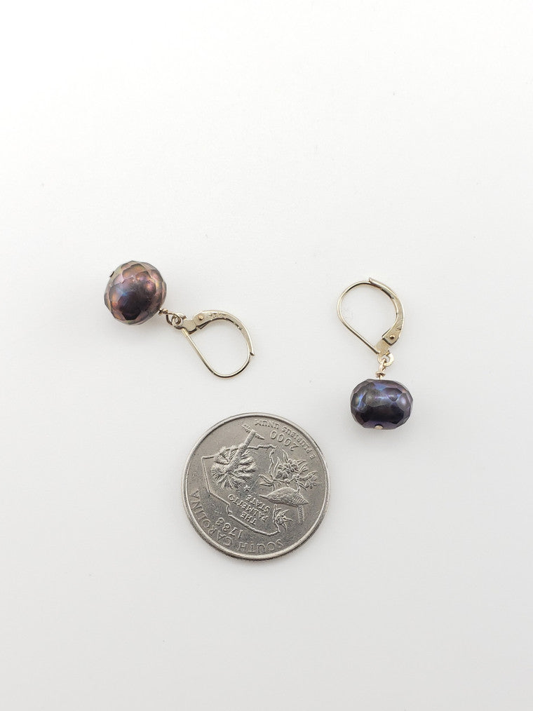Faceted Gray Pearl Earrings