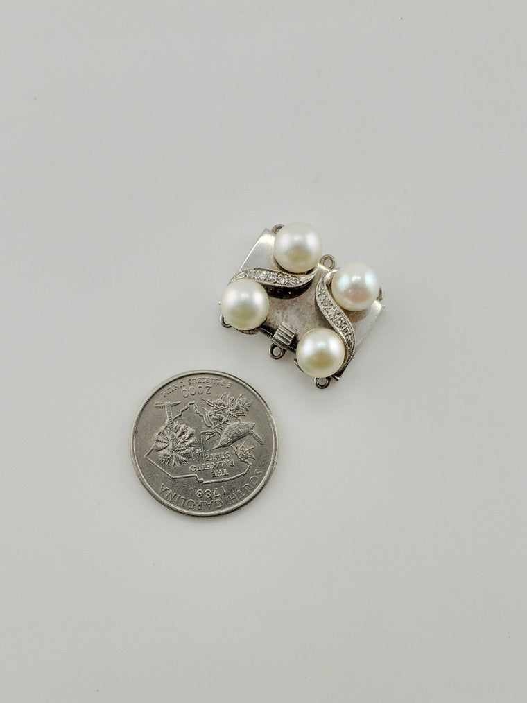 14k Pearl and Diamond Catch