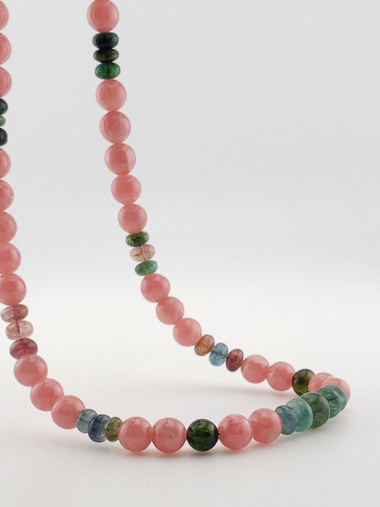 Rhodochrosite & Tourmaline Strand 22"