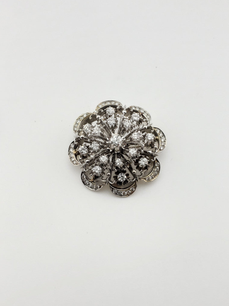 1950 Diamond Flower Pin