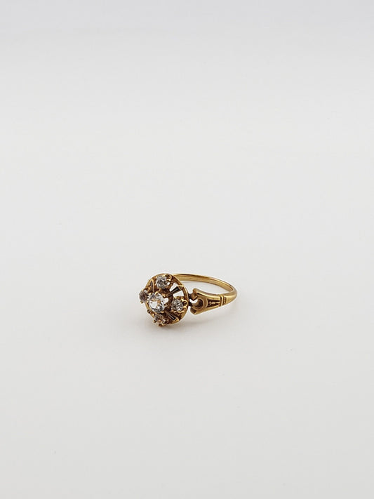 18k Diamond and CZ Ring